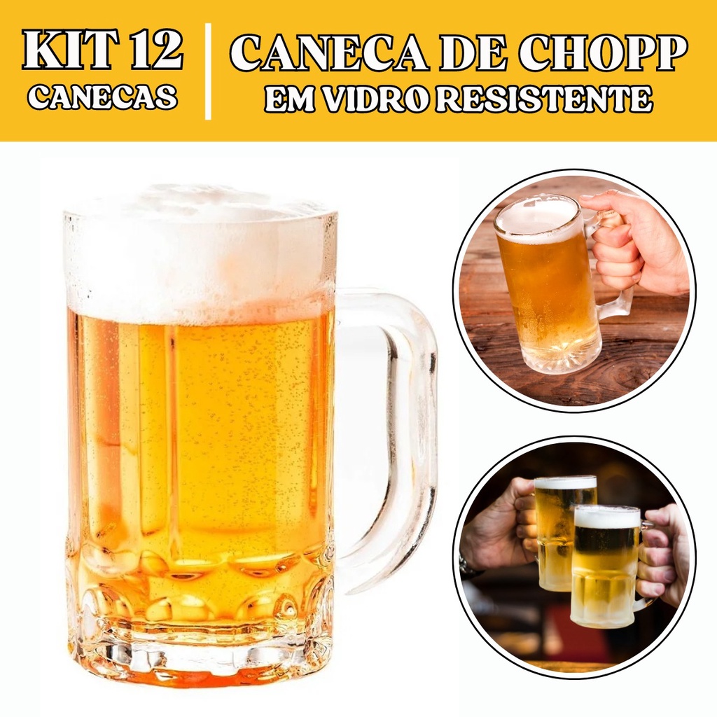 Porcelanas Lu - cod: 77492 - Caneca de Chopp 360 ml de Vidro Super  Resistente