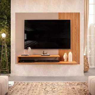 Painel para TV até 50 Polegadas Ripado com Nichos Dj Moveis Nando Carvalho Griz