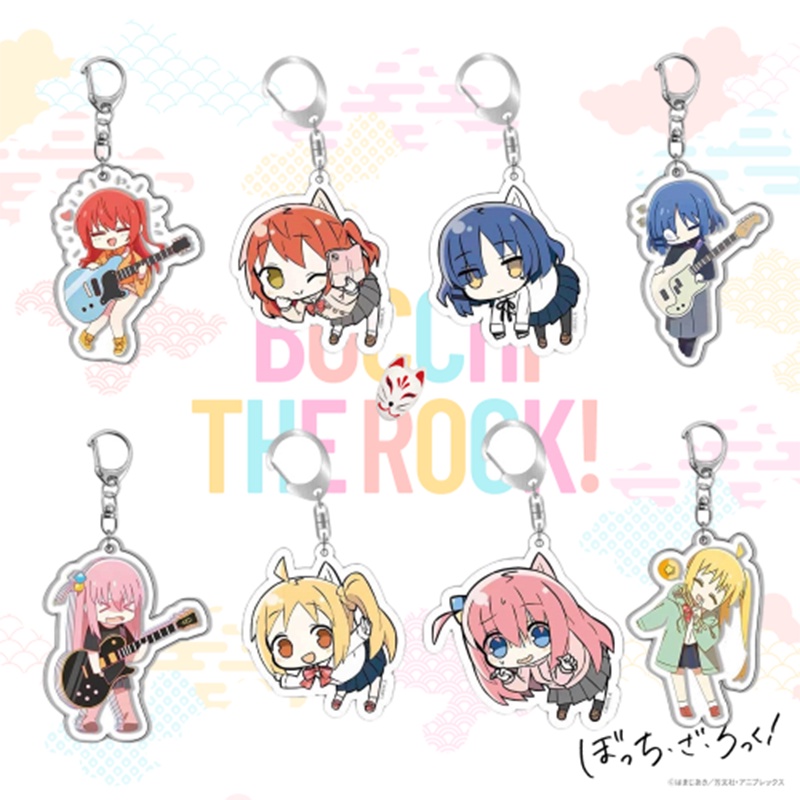 Bocchi The Rock Japan Chaveiros Anime Dupla Face Figuras De Cartoon Guitarra Meninas Chaveiro Mulher Homem Mala De Mão Carro Pendente De Caixa Telefônica