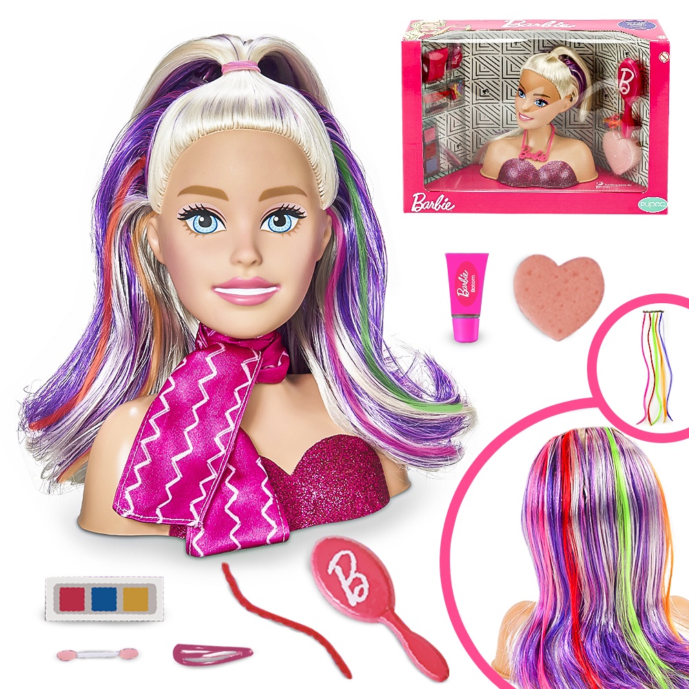 Boneca para Pentear - Mini Styling Head - Special Hair - Barbie - Rosa -  Pupee - Ri Happy