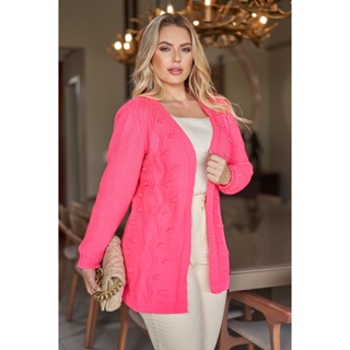 Casaco em Tricot Cardigan com Bolinhas