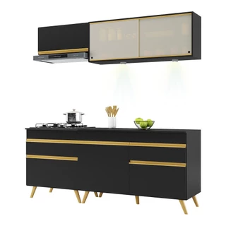 Cozinha Compacta 4 peças com Leds MP2031 Veneza Up Multimóveis Preta