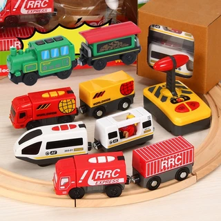 RC Trem Elétrico De Controle Remoto Magnético De Para Todas As Marcas Brinquedos De Trilho De Madeira Crianças Presentes