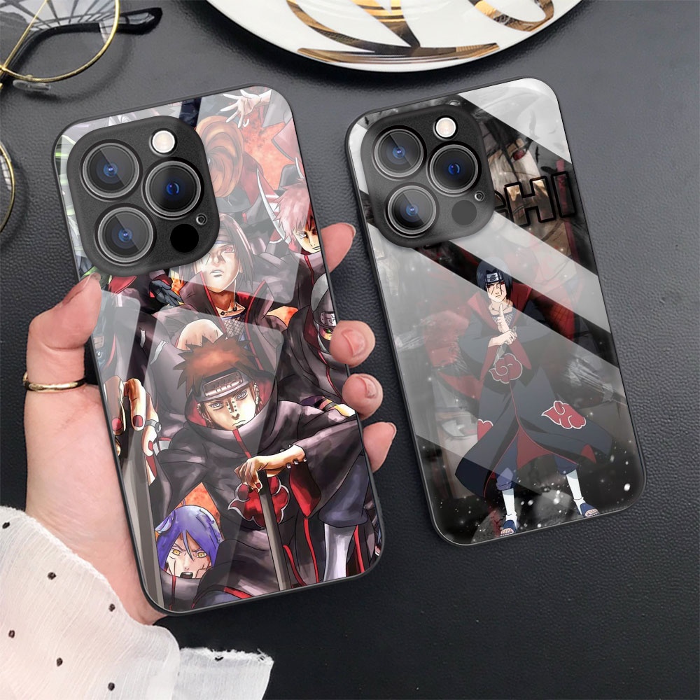 Caixa Dura De Vidro Temperado Compatível Para iPhone 14 Pro Max 13 12 11 X XR XS 7 8 SE 2020 Proteção Popular Da Câmera Anime Naruto