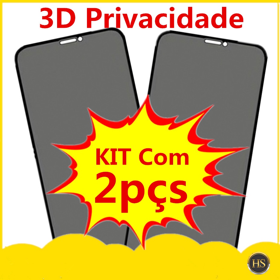 KIT Com 2 Película Privacidade 3D Anti Spy PARA MOTO E13 E20 E22 E32 E40 E7 E7 PLUS E7POWER