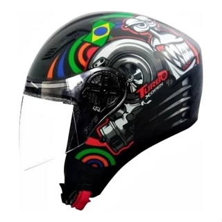 Capacete Fw3 Turbo Aberto X Open Cores Amarelo Branco Preto
