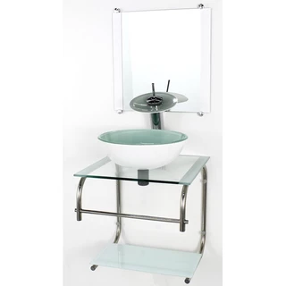 GABINETE 40CM DE VIDRO INOX CUBA REDONDA BRANCO