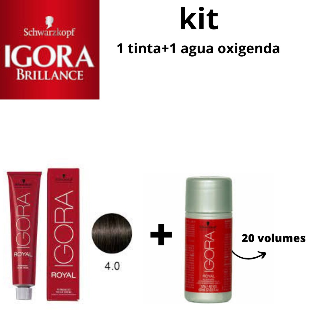 KIT - 4 Tintas Igora 6.77 + 4 ox Igora de 20 vol - Amor Acobreado