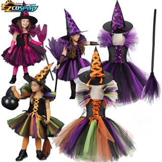 Fantasia Halloween Feminina Infantil Bruxinha Vestido de Bruxa Feiticeira  Brilho Carnaval Noite do Terror Festa de Zumbi - Fantasias do Ó