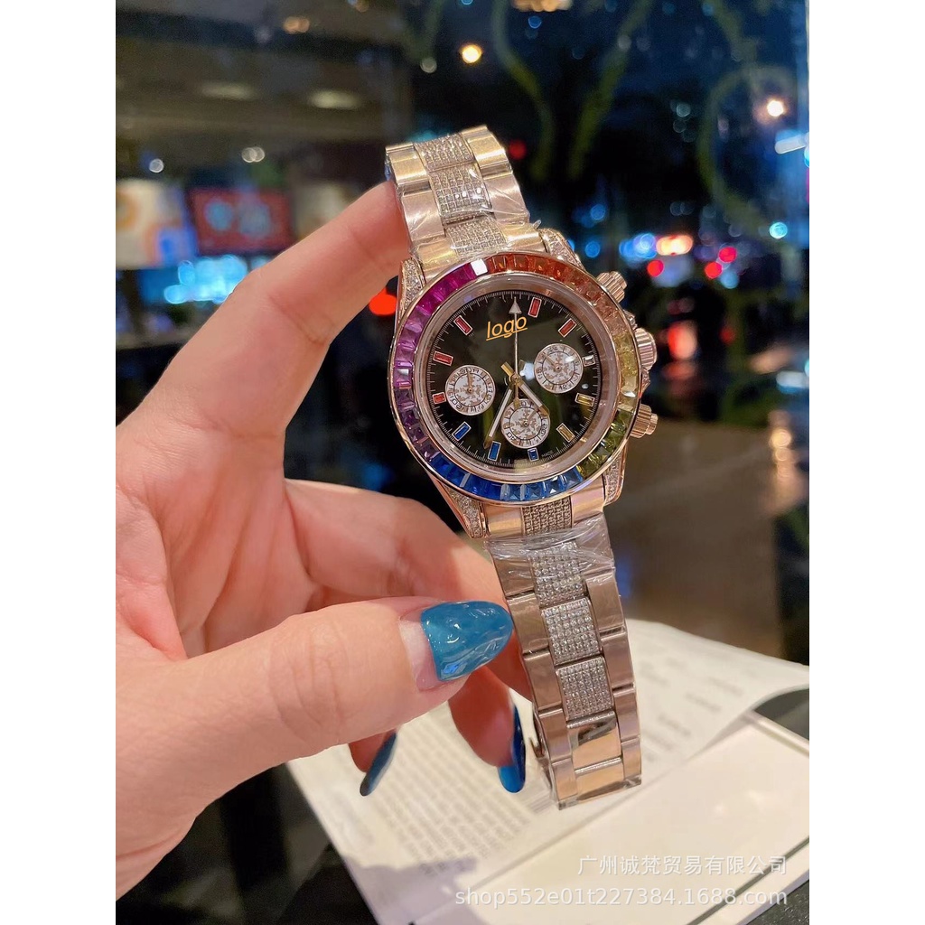 Novo Estilo Rolex Fashion Daytona Concha Arco-Íris Rolex 904L Show Steel Faixa de Aço Diamante Sólido 
