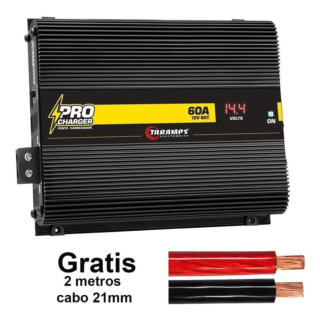 Fonte Automotiva Taramps Pro Charger 60a Bivolt Tef-60 Amper +GRATIS 2 ...