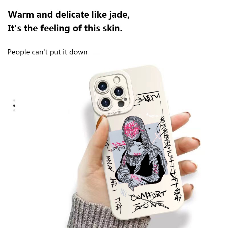 Graffiti Grande Arte Estética Mona Lisa Silicone Caso Para iPhone