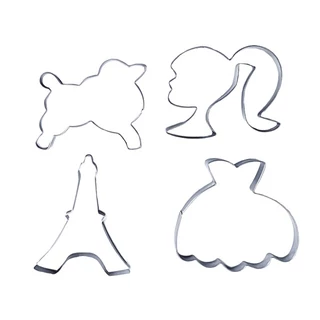 Cortador de Boneca Barbie 8cm Em Aço Inox Com Protetor de Mão Para Cookies Biscuit e Pasta Americana Decoração Bolos Doces Tortas Artesanato Menina Princesa Paris Cachorro Vestido Penélope Torre Eiffel