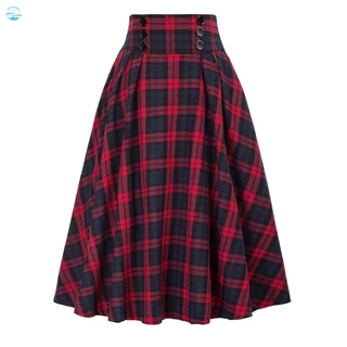 [2023 Novo Estilo] Saia De Senhoras De Bainha Grande Retrô Elegante Xadrez