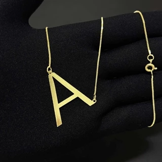 Colar Choker Letras Com Inicial Do Nome Feminino Banhado a Ouro 24k Pingente De Letra em Oferta na Shopee