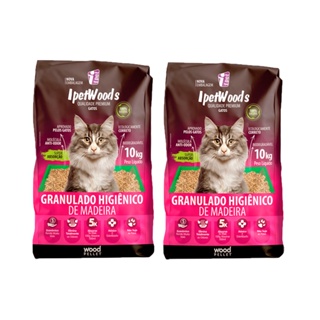 Kit 2 Granulado Higiênico De Madeira Ipet Wood s Gatos - 10kg