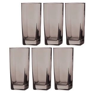 6 Copos Bali Quadrado 320ml Colorido Mesa Lindo Luxo Cinza