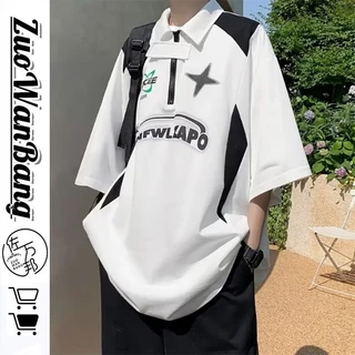 Novo Padrão 2023 Meia Manga Alfanumérica Moda Moda Verão Moda Jovem Popular Preguiçosa Harajuku Camisa POLO Masculina