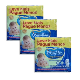 Kit 03 Lenço Umedecido MamyPoko Toque Suave - 600 Unidades