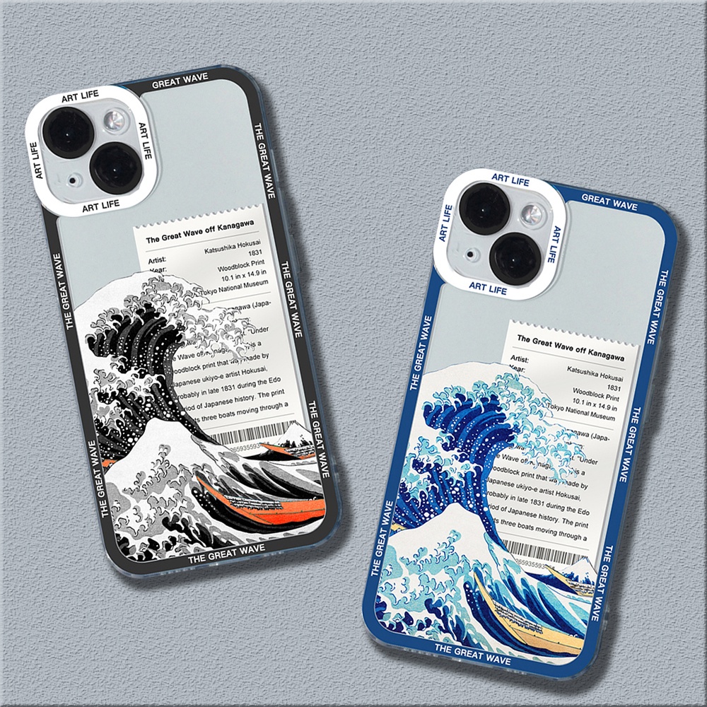 Moda A Grande Onda De Kanagawa Estojo De Telefone Transparente Para Samsung Galaxy S23 Ultra S22 Plus S21 S20 FE Capa Macia Anti-Impacto