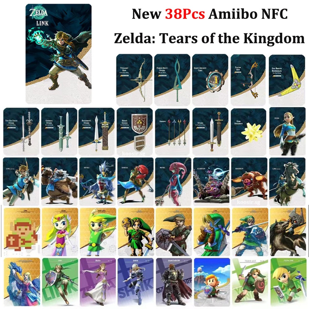 38Pcs A Lenda De Zelda Lágrimas Do Reino Switch Amiibo NFC Linkage Card