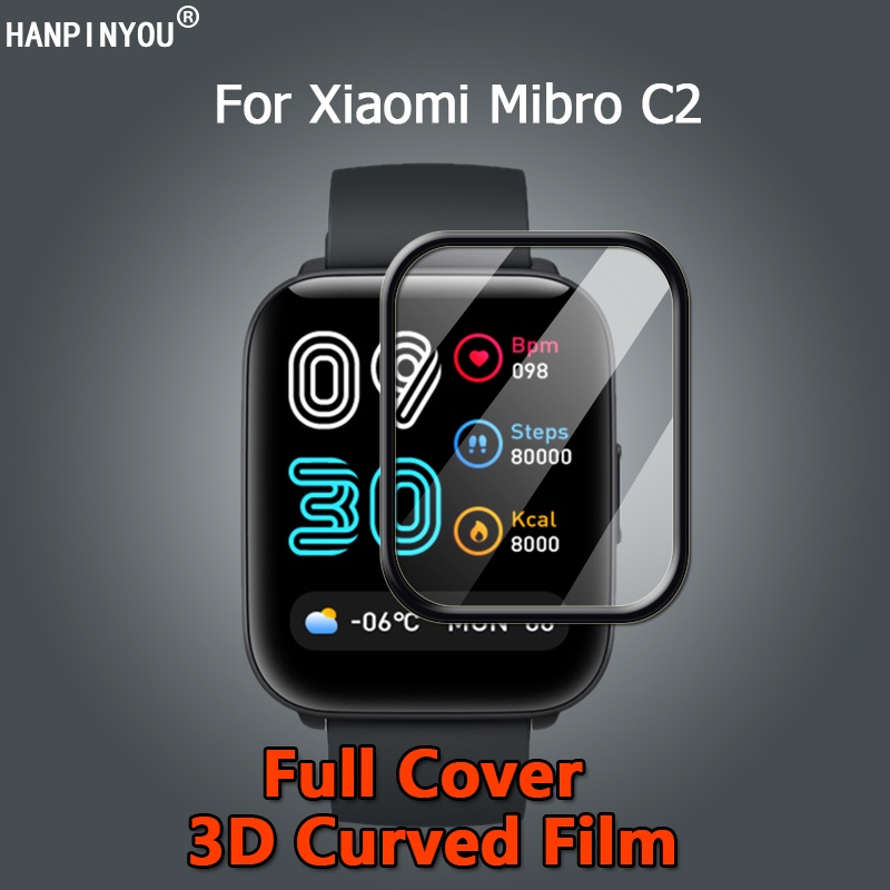 Xiaomi Mibro C2 SmartWatch Ultra Clear Capa Inteira 3D Curva De Revestimento Curvo Protetor De Tela De Filme PET PMMA Macio-Vidro Não Temperado