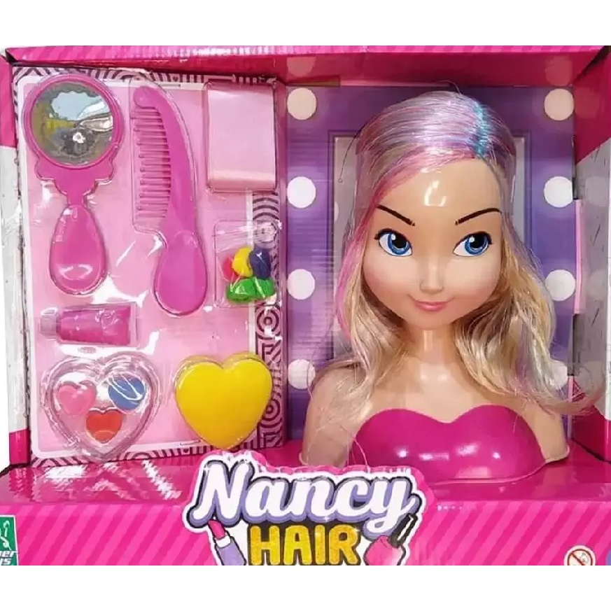 Boneca Busto Nancy Hair Faz Penteados E Maquiagem -supertoys