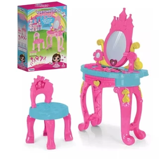 Penteadeira Princesa Brinquedo Infantil com Banquinho e Acessórios Xplast Homeplay 3117