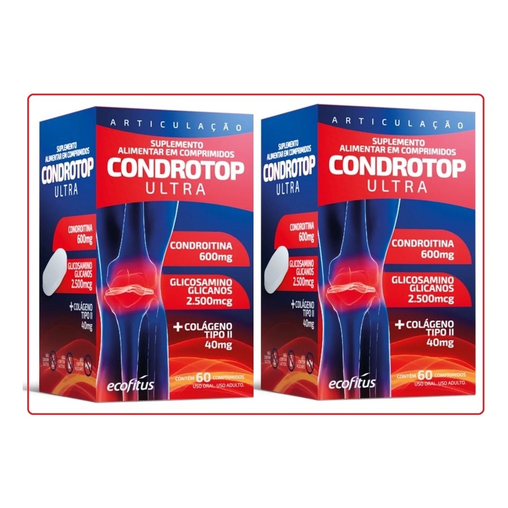 Kit 2unid. Condrotop Ultra Colágeno+glicosamina 60 Comp Cada