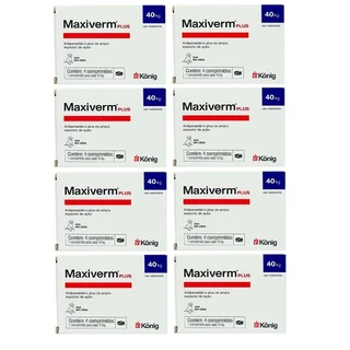 Kit 8 Antiparasitário Maxiverm Plus König C/4 Comp. de 660mg