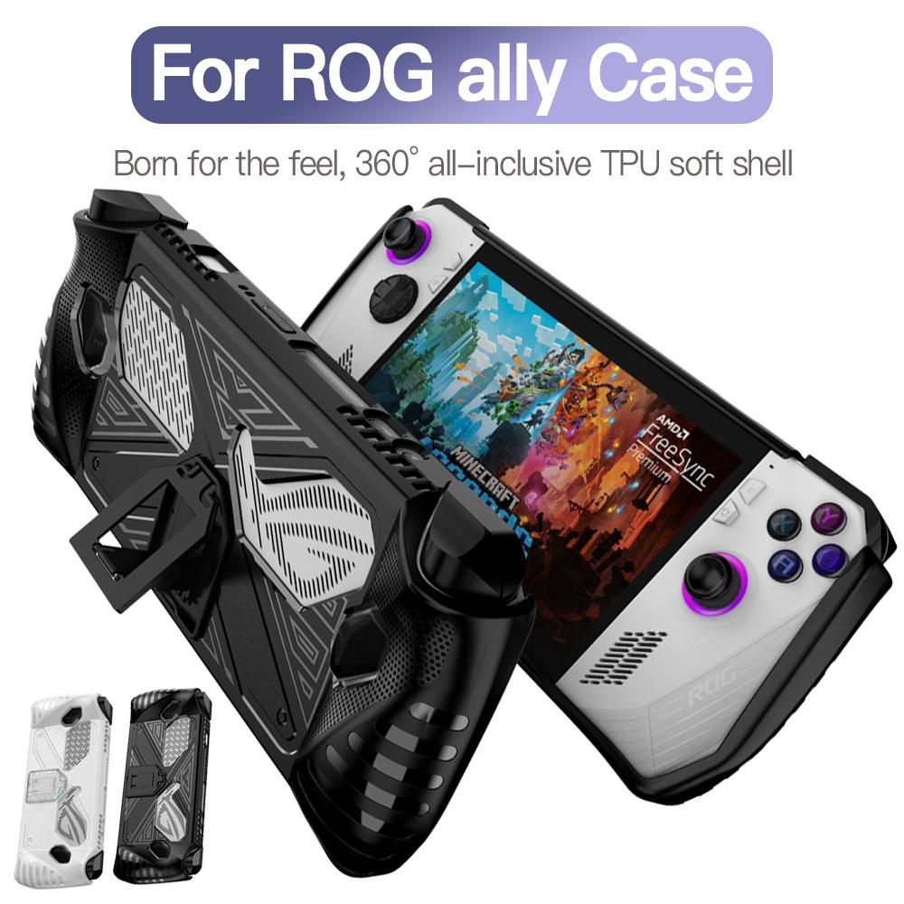 Para A Capa Do Console De Jogos ASUS ROG Ally Protetora De Silicone Macia Anti-Riscos Com Acessórios De Suporte