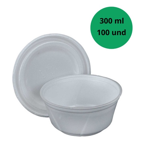 Pote Isopor com tampa 300ml descartavel para sopas caldos açai 100 ...