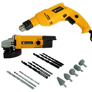 Kit Furadeira de Impacto 800w 13mm + Esmerilhadeira Lixadeira 1000w com 25 peças ENVIO IMEDIATO