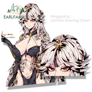 EARLFAMILY 13cm Gótico Ningguang Fanart Adesivo De Carro Personalidade Protetor Solar Carrinho Motocicleta Pára-Brisa DIY Decalque À Prova De Riscos Gráficos De Desenhos Animados
