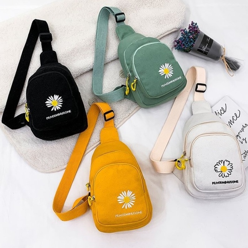 Moda Senhoras Margarida Impressão Saco De Peito Um Ombro Corpo Cruzado Viagem Pequeno Curto Lona