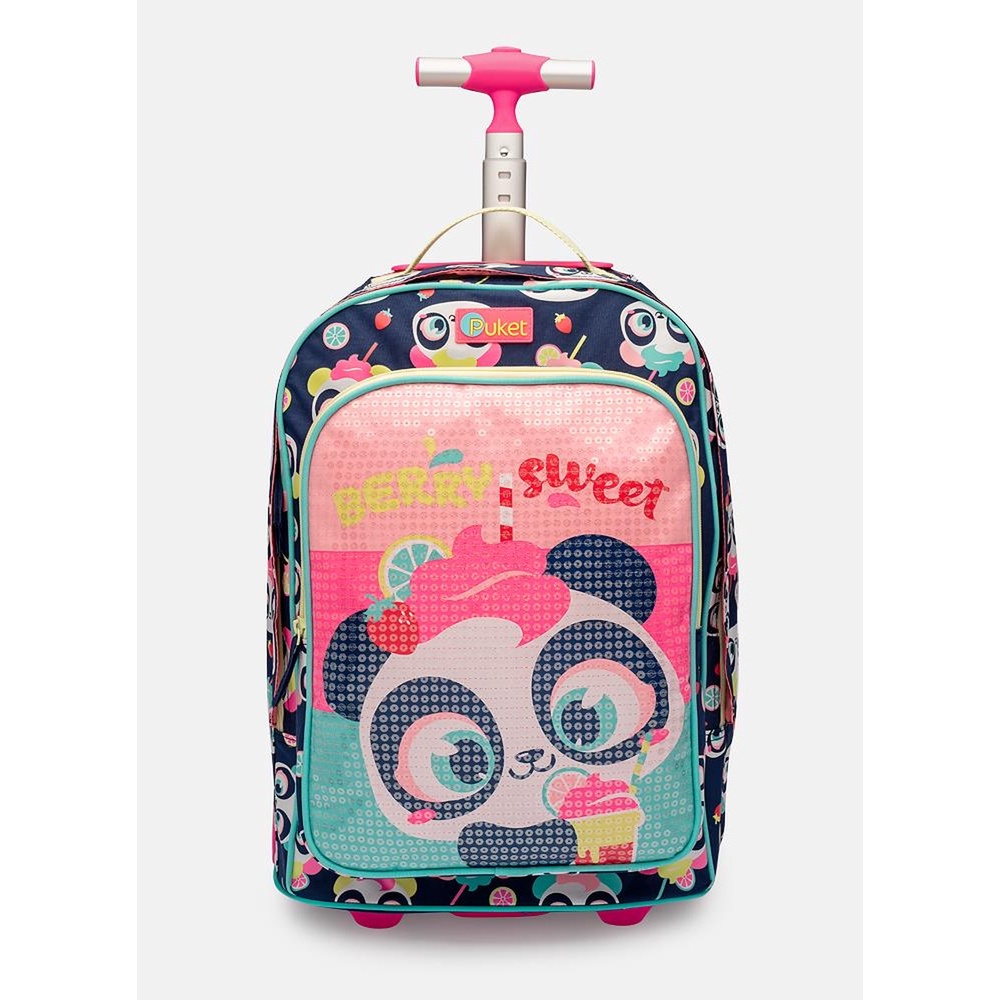 Mochila Escolar Com Rodinha Panda Shake Puket Shopee Brasil