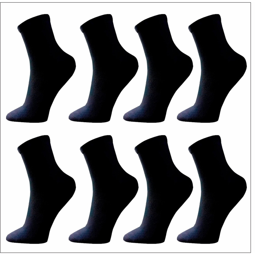 Kit 12 pares de meia pretas algodão cano alto conforto