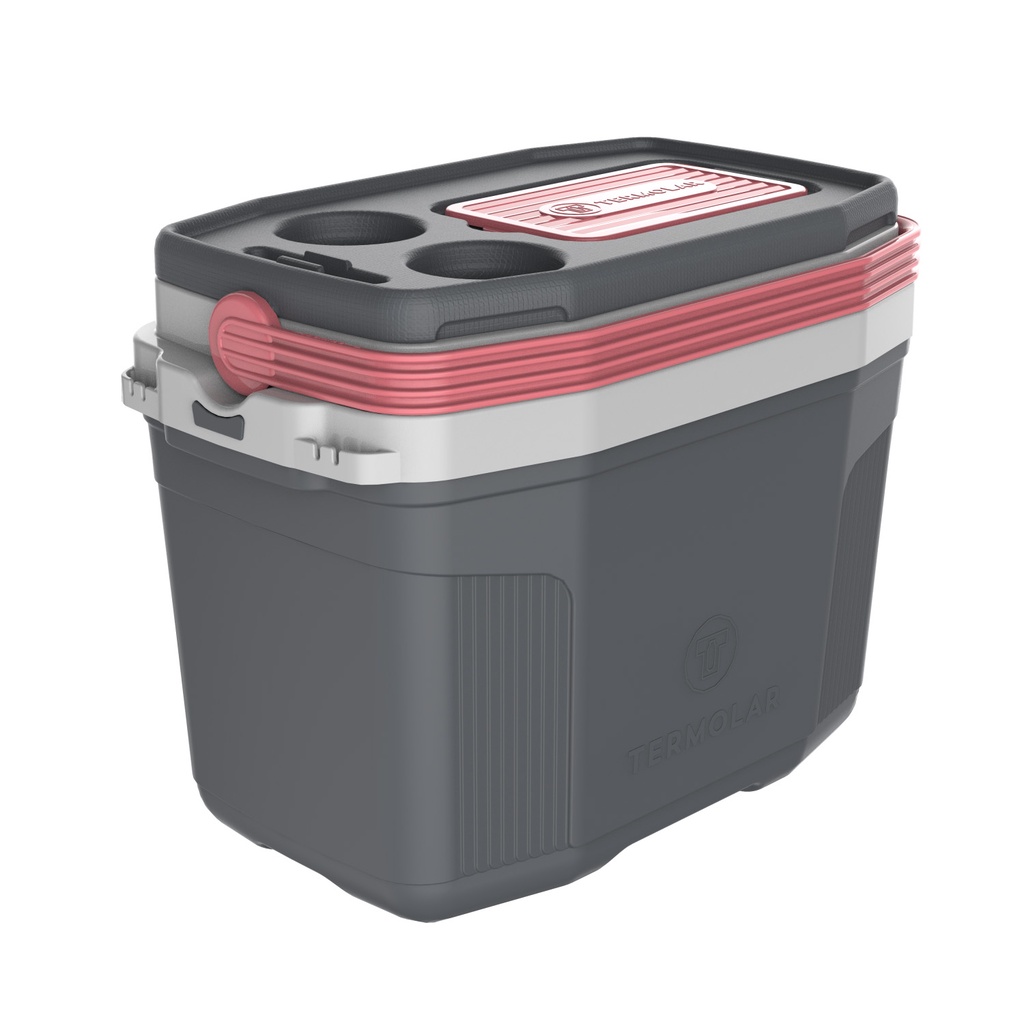 Caixa Térmica 20L Cinza e Rosa 26 Latas Praia Pesca Termolar