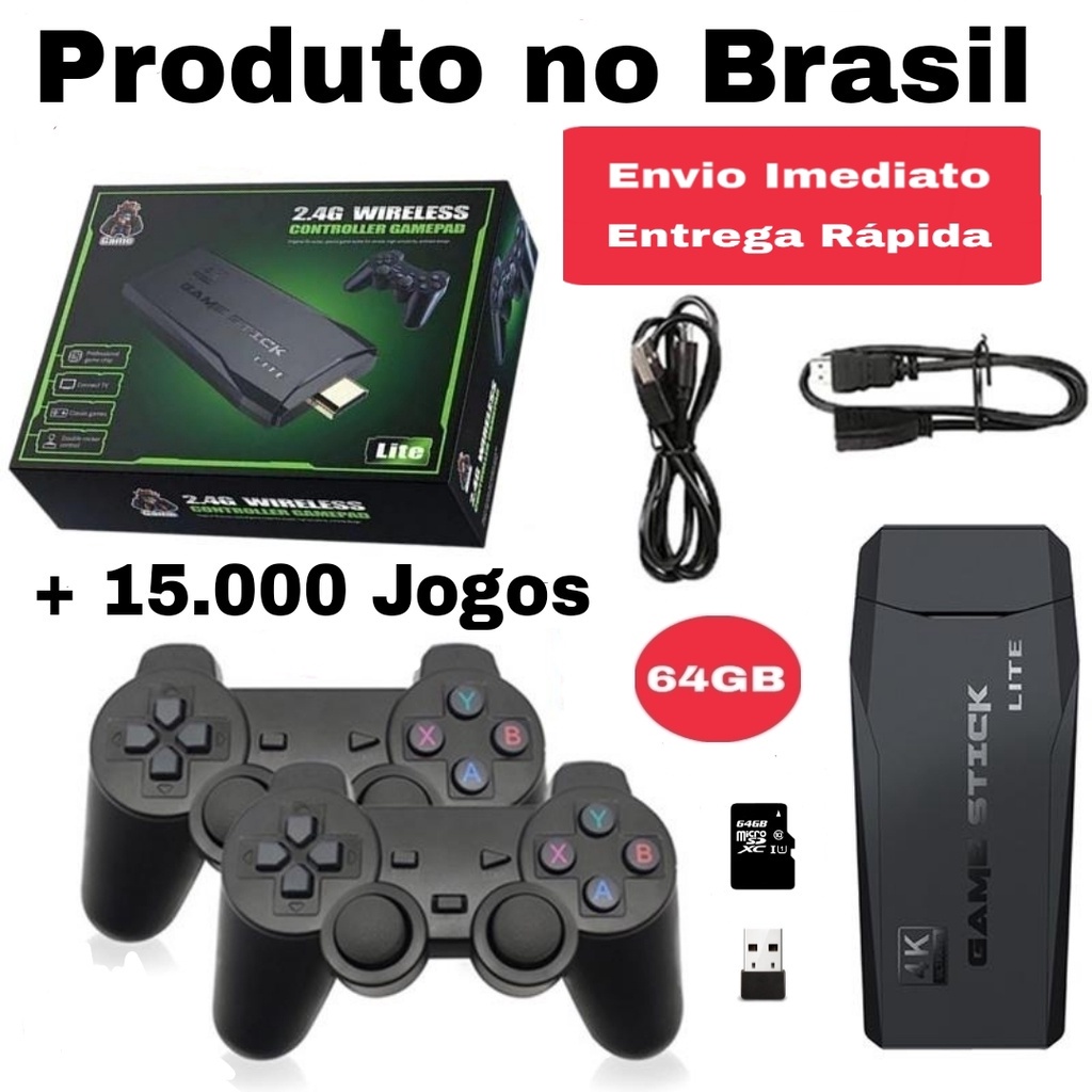 Game Stick Lite 15.000 Games Retrô + 2 Controles