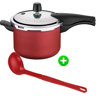 Panela de Pressão 4,5 L Tramontina Vancouver Antiaderente Grená e Concha de Nylon