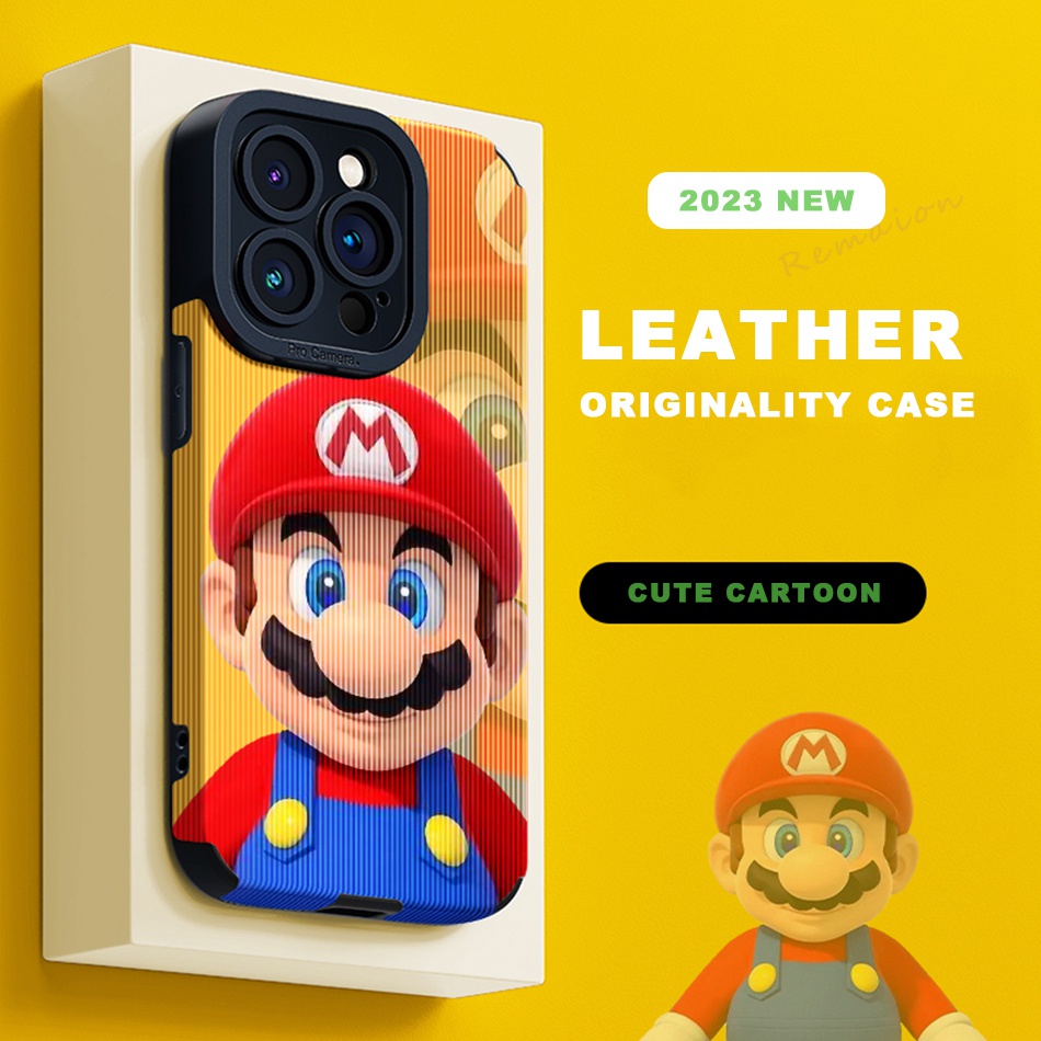 Capa De Couro Mario Para iPhone 11 12 13 14 Pro MAX 11Pro 12Pro 13Pro 7 8 Plus X XR XS SE 2020 Silicone Super Protetor Traseira Macia À Prova De Choque