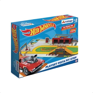 Jogo Playset Pista Shop Hot Wheels em Madeira Reflorestada 19 Peças Xalingo - 23265