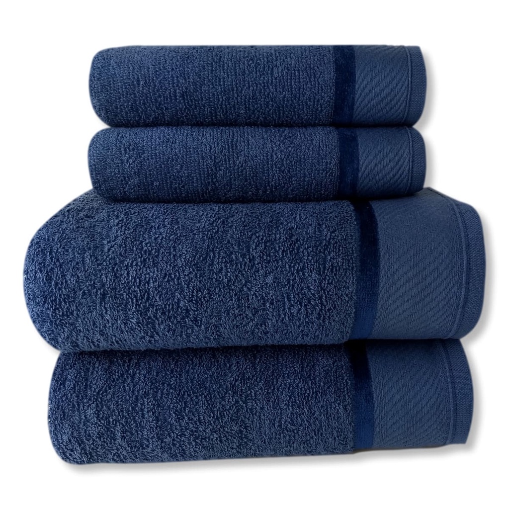 Jogo de Toalhas Gigante / Banhão 4 Peças Eleganz - Azul - (02 Banho + 02 Rosto) - LMpeter