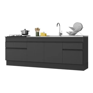 Kit com 2 Balcões de Cozinha 150cm e 70cm com Rodapé Veneza Multimóveis V2108