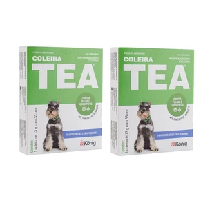 Kit 2 Coleira Tea Konig Pequena 33cm AntiPulgas e Carrapatos