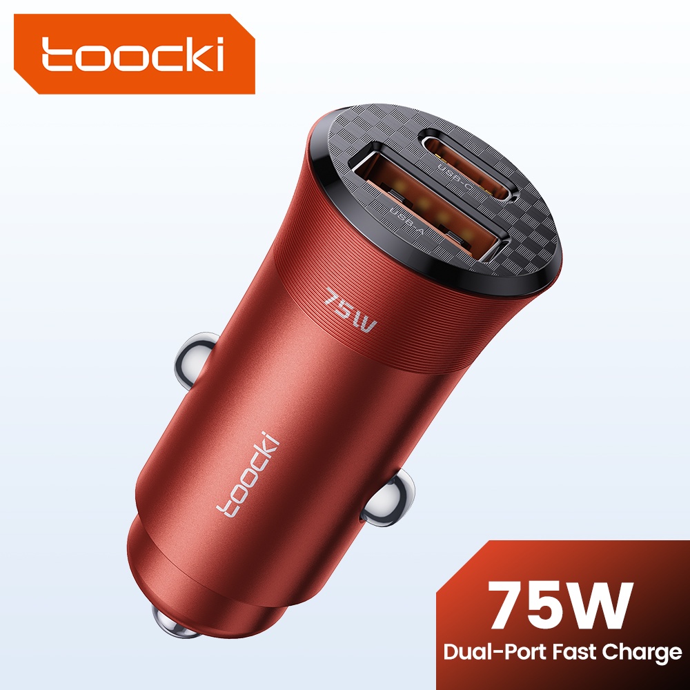 Toocki 75W PD Carregador De Carregamento Rápido Carro Porta Dupla USB Tipo C Adaptador Telefone De Liga De Alumínio