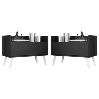 Kit com 2 Mesas de Cabeceira 60cm Retrô Multimóveis V3633