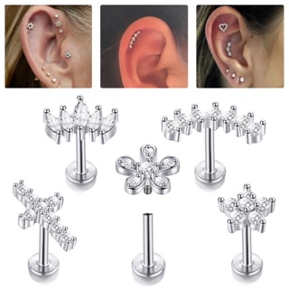 Piercing Helix Indiano com Três Pedras de Zircônias Prata 925