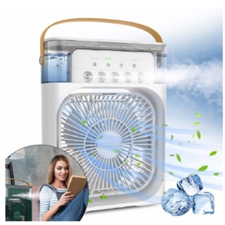 Refrigerador De Ar Ventilador Umidificador Portátil Com Led Reservatório De Água Led Usb