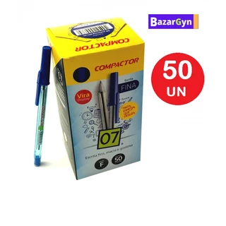 Kit 50 Caneta Compactor 07 Azul Esferografica Escrita Fina ou Kit 25 canetas
